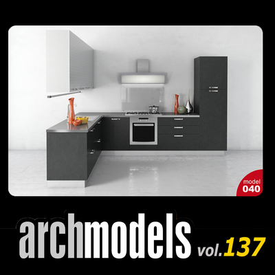 小品模型137-40（厨房整体橱柜）